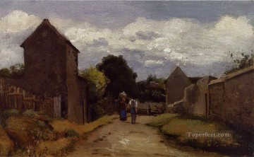  Cruz Pintura - Campesinas y campesinas en un camino que cruza el campo Camille Pissarro